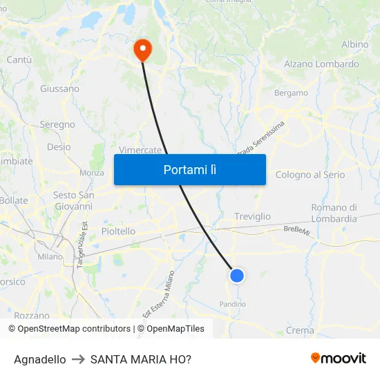 Agnadello to SANTA MARIA HO? map