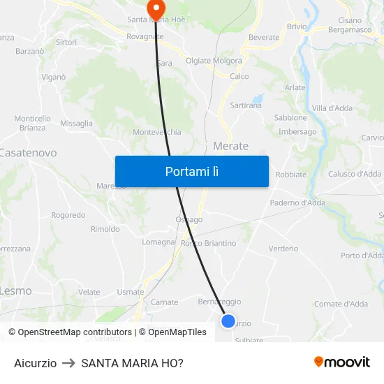 Aicurzio to SANTA MARIA HO? map