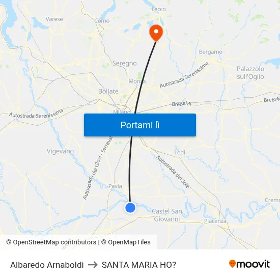 Albaredo Arnaboldi to SANTA MARIA HO? map