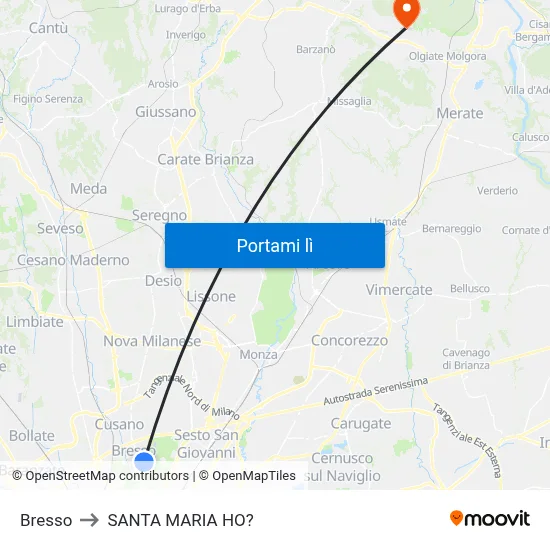 Bresso to SANTA MARIA HO? map