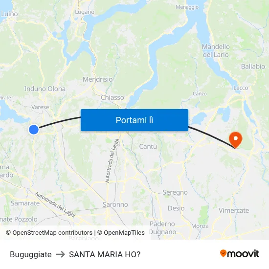 Buguggiate to SANTA MARIA HO? map