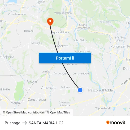 Busnago to SANTA MARIA HO? map