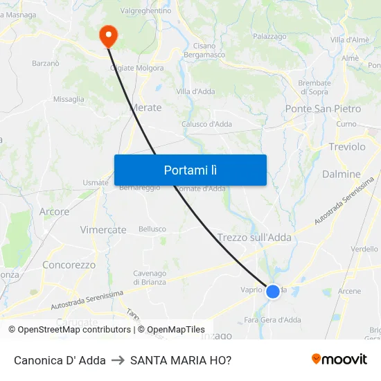 Canonica D' Adda to SANTA MARIA HO? map