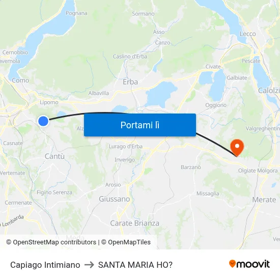 Capiago Intimiano to SANTA MARIA HO? map