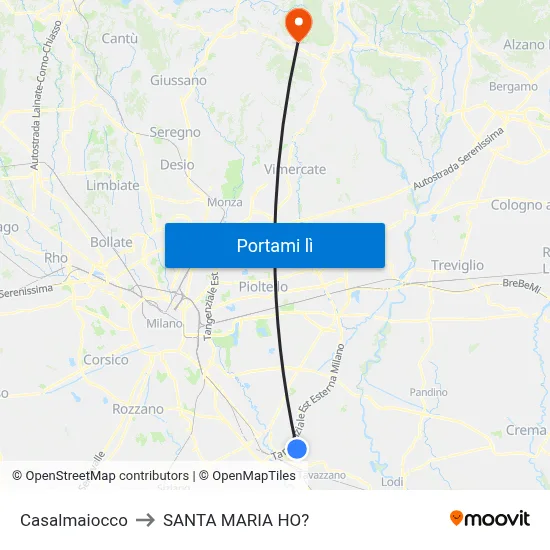 Casalmaiocco to SANTA MARIA HO? map