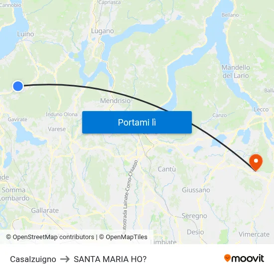 Casalzuigno to SANTA MARIA HO? map