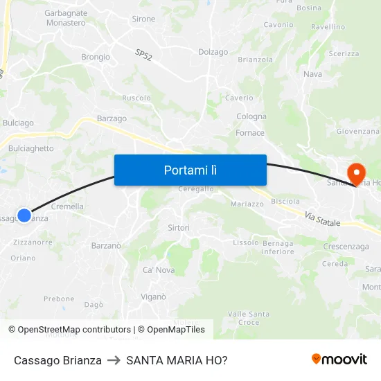 Cassago Brianza to SANTA MARIA HO? map
