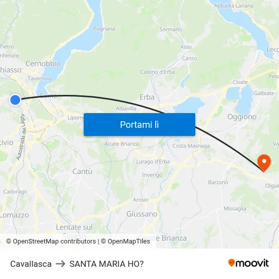 Cavallasca to SANTA MARIA HO? map