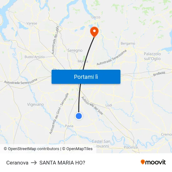 Ceranova to SANTA MARIA HO? map