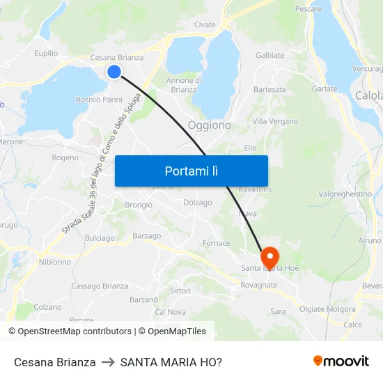 Cesana Brianza to SANTA MARIA HO? map