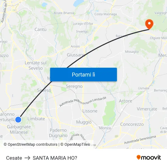 Cesate to SANTA MARIA HO? map