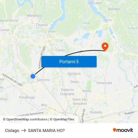 Cislago to SANTA MARIA HO? map
