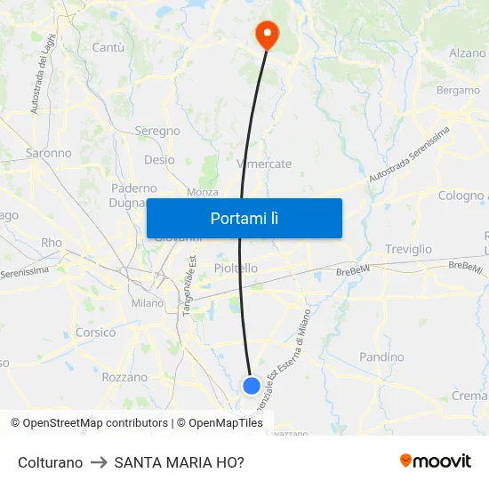 Colturano to SANTA MARIA HO? map