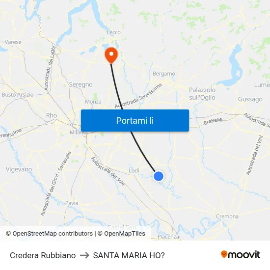 Credera Rubbiano to SANTA MARIA HO? map