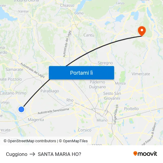 Cuggiono to SANTA MARIA HO? map