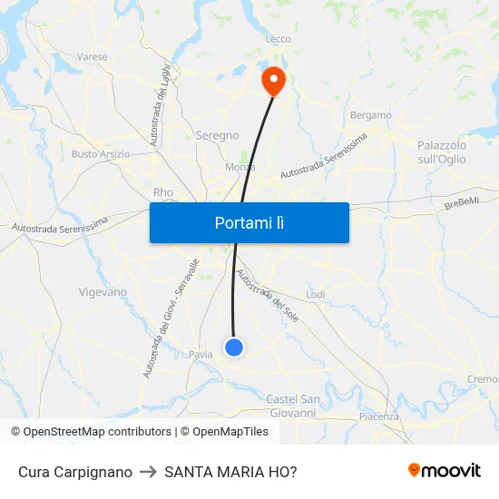 Cura Carpignano to SANTA MARIA HO? map