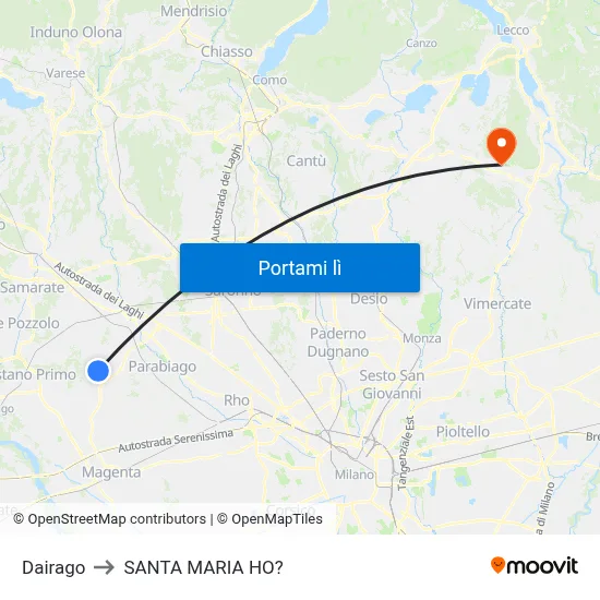 Dairago to SANTA MARIA HO? map