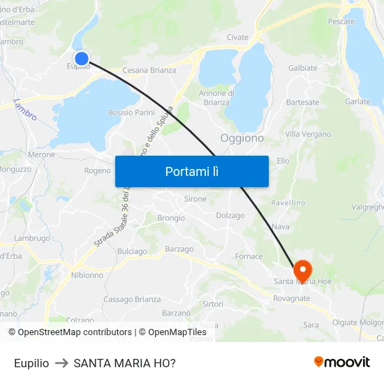 Eupilio to SANTA MARIA HO? map
