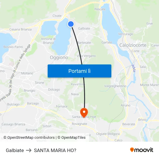 Galbiate to SANTA MARIA HO? map