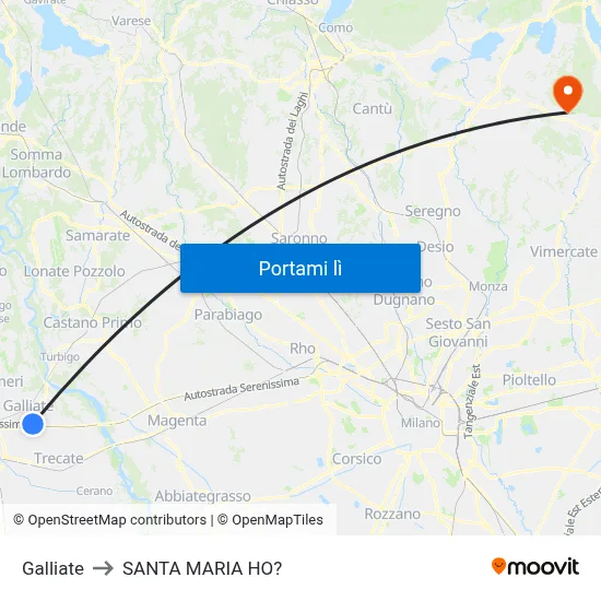 Galliate to SANTA MARIA HO? map