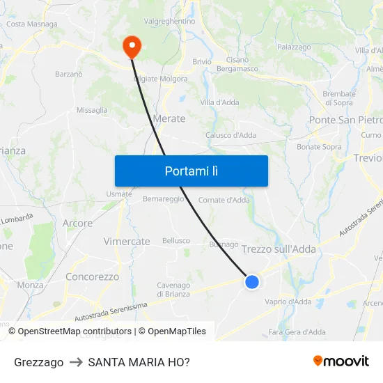 Grezzago to SANTA MARIA HO? map