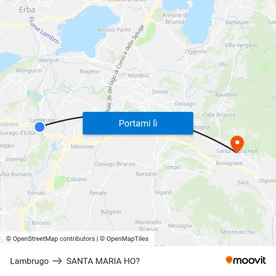 Lambrugo to SANTA MARIA HO? map