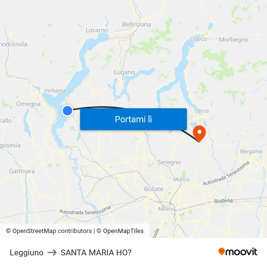 Leggiuno to SANTA MARIA HO? map