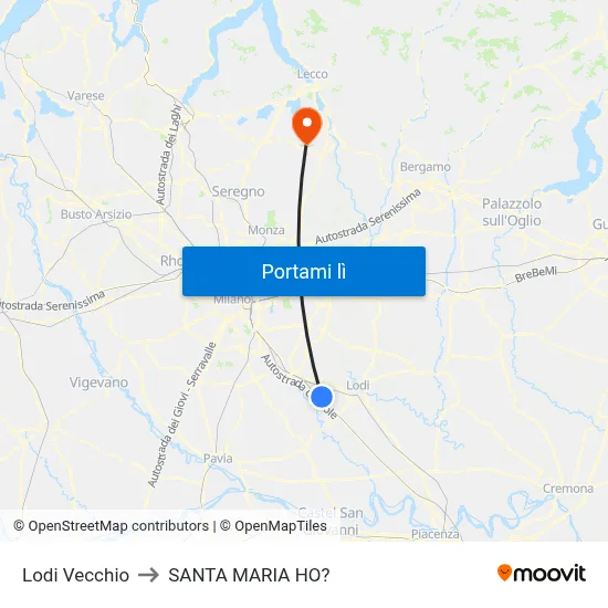 Lodi Vecchio to SANTA MARIA HO? map