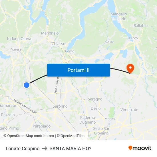 Lonate Ceppino to SANTA MARIA HO? map