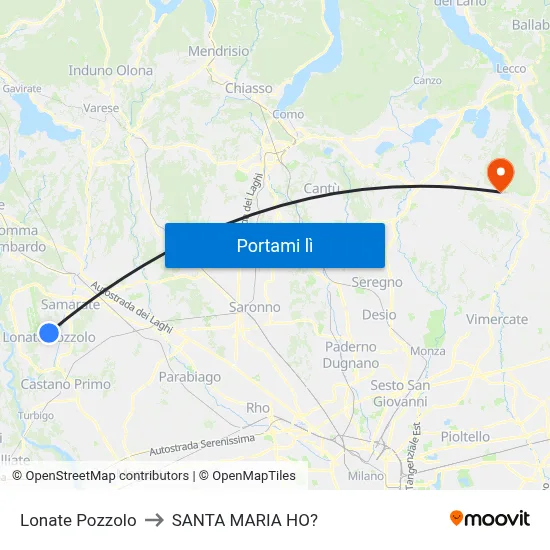 Lonate Pozzolo to SANTA MARIA HO? map