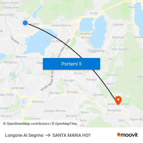 Longone Al Segrino to SANTA MARIA HO? map