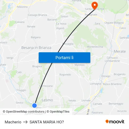 Macherio to SANTA MARIA HO? map