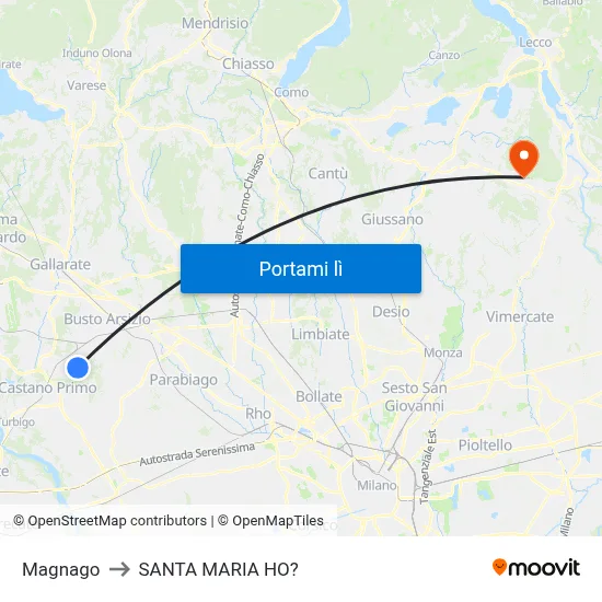 Magnago to SANTA MARIA HO? map