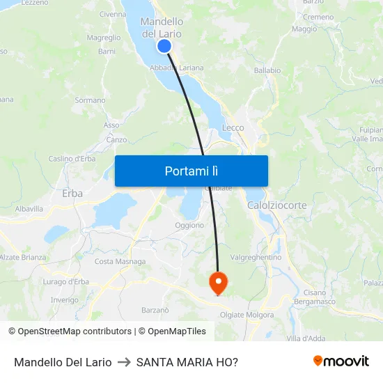 Mandello Del Lario to SANTA MARIA HO? map