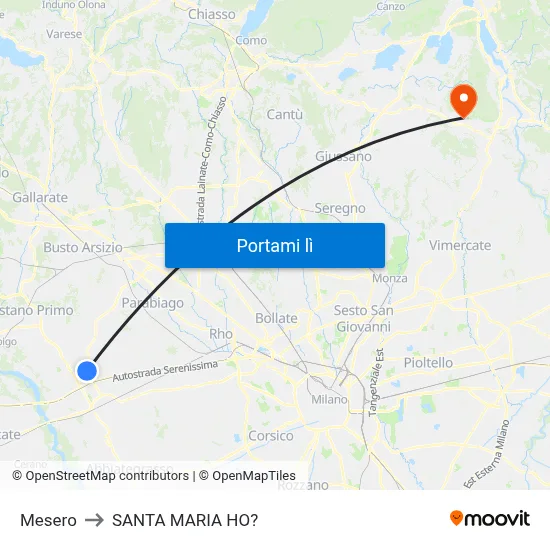 Mesero to SANTA MARIA HO? map