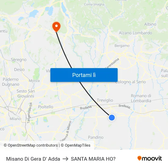Misano Di Gera D' Adda to SANTA MARIA HO? map