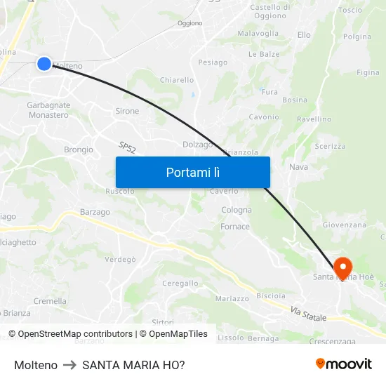 Molteno to SANTA MARIA HO? map