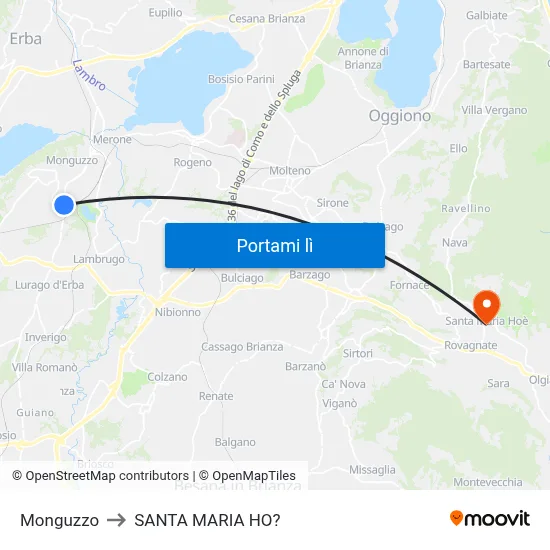Monguzzo to SANTA MARIA HO? map