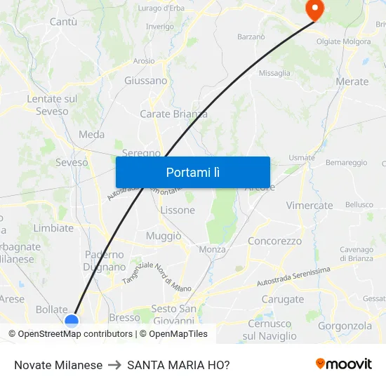 Novate Milanese to SANTA MARIA HO? map