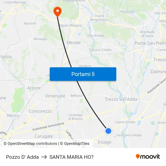 Pozzo D' Adda to SANTA MARIA HO? map