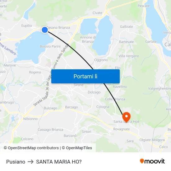 Pusiano to SANTA MARIA HO? map
