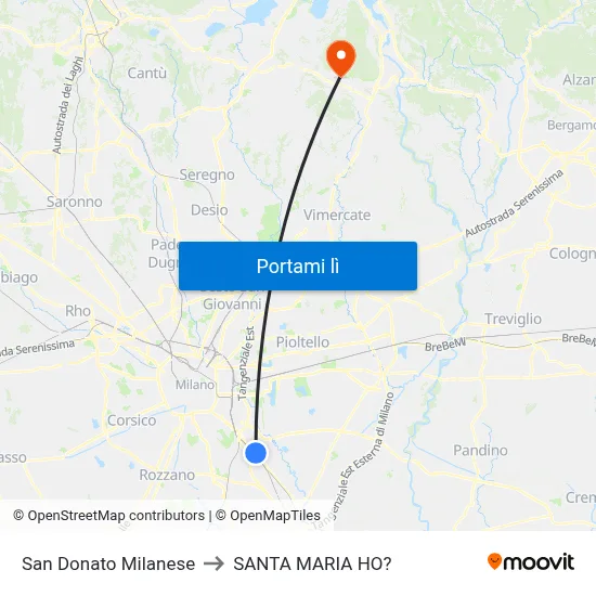 San Donato Milanese to SANTA MARIA HO? map