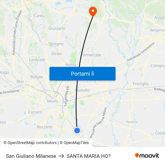 San Giuliano Milanese to SANTA MARIA HO? map