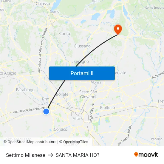 Settimo Milanese to SANTA MARIA HO? map