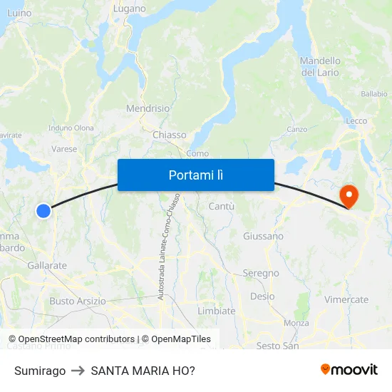 Sumirago to SANTA MARIA HO? map