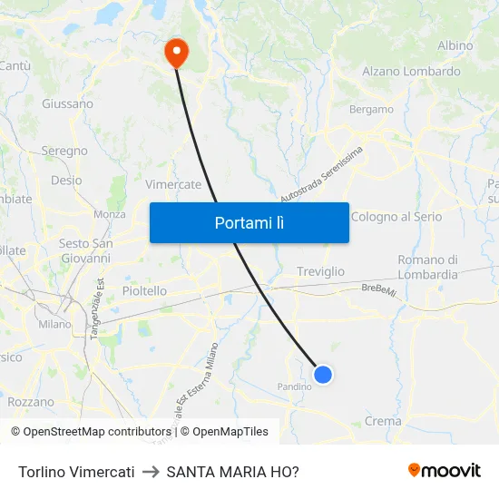 Torlino Vimercati to SANTA MARIA HO? map