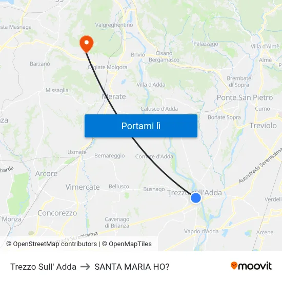 Trezzo Sull' Adda to SANTA MARIA HO? map