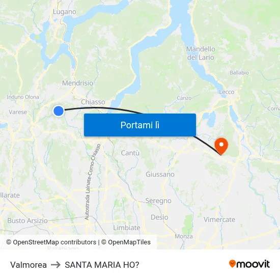 Valmorea to SANTA MARIA HO? map