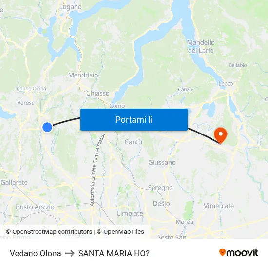 Vedano Olona to SANTA MARIA HO? map