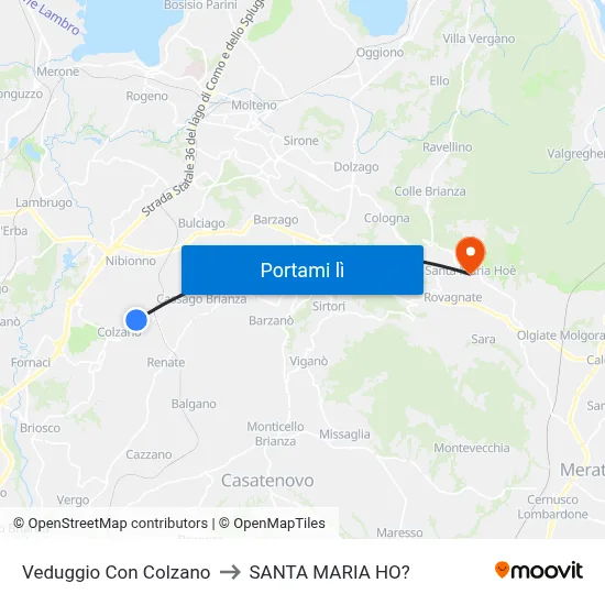 Veduggio Con Colzano to SANTA MARIA HO? map